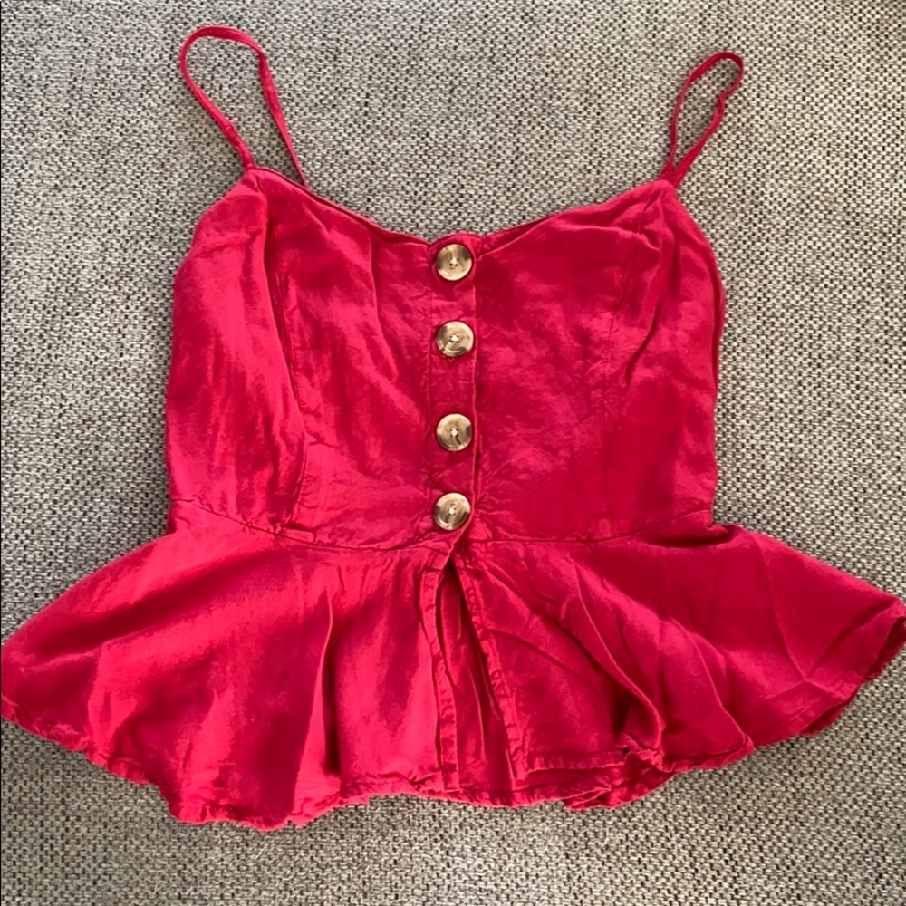 Adorable Red Crop Top with Accent Buttons